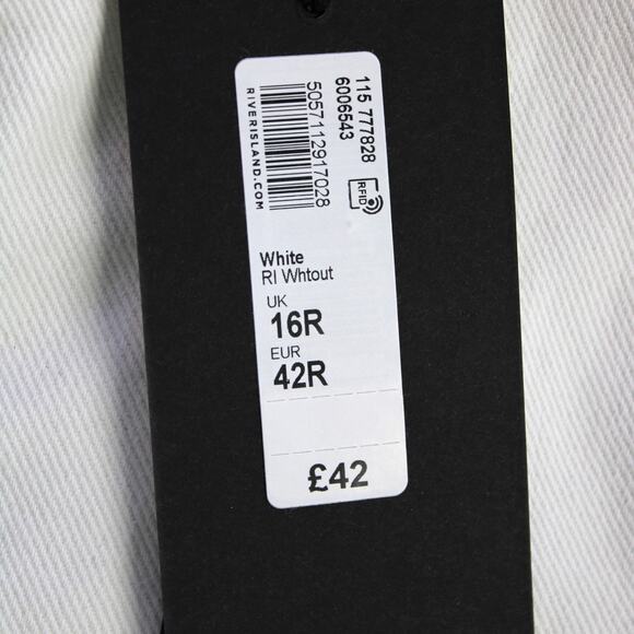 River Island Womens US12 Luxe‎ Collection Jeans White Straight Leg Button Fly - Picture 10 of 12